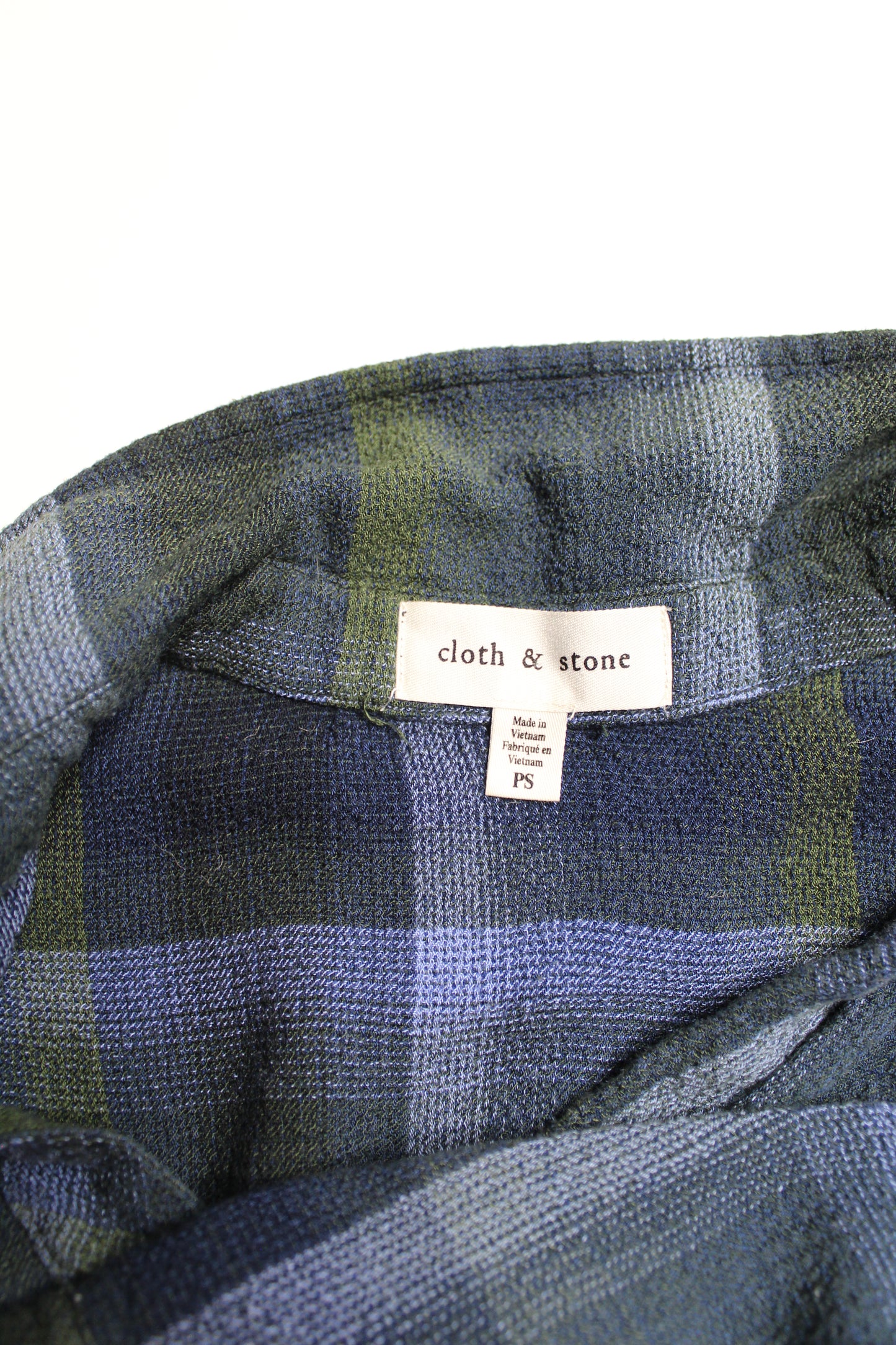 Anthropologie Cloth & Stone blue plaid button down long sleeve, size small (relaxed fit)