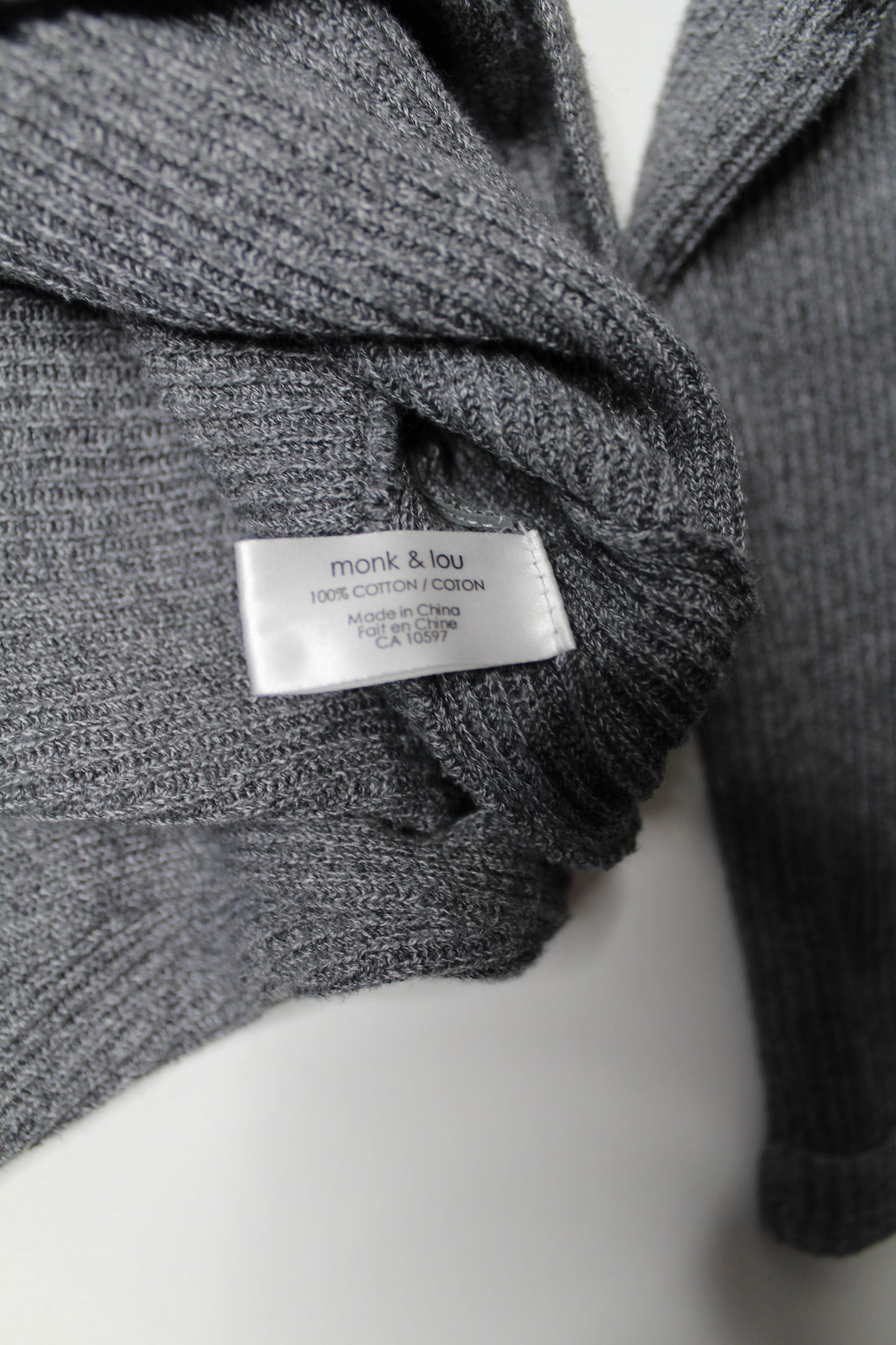 Monk & Lou grey knit sweater, size medium (price reduced: was $30)