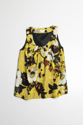 Kate Spade yellow floral silk bette sleeveless blouse, size xs
