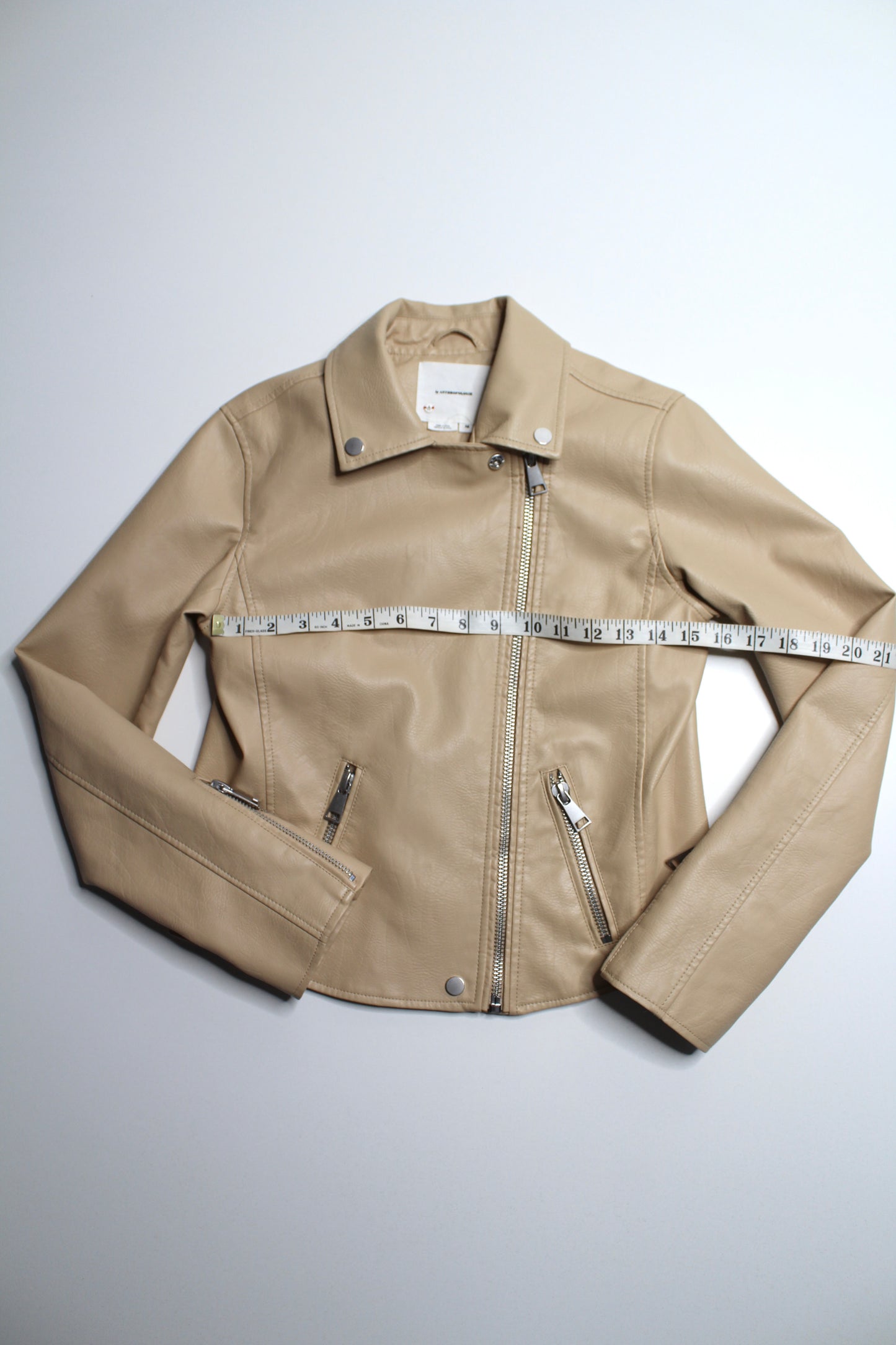 Anthropologie sand faux leather moto jacket, size xsmall (sale: was $68)