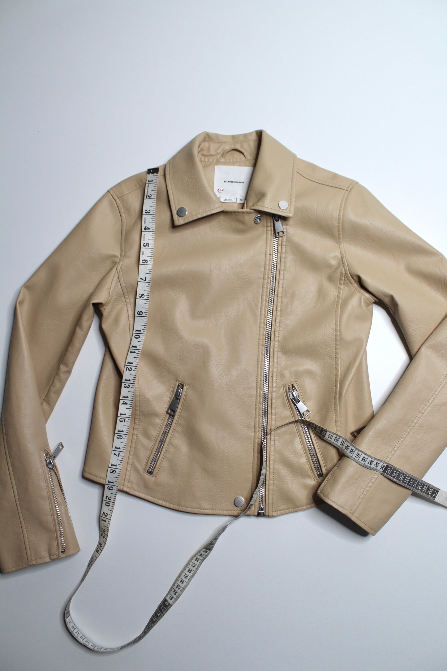 Anthropologie sand faux leather moto jacket, size xsmall (sale: was $68)