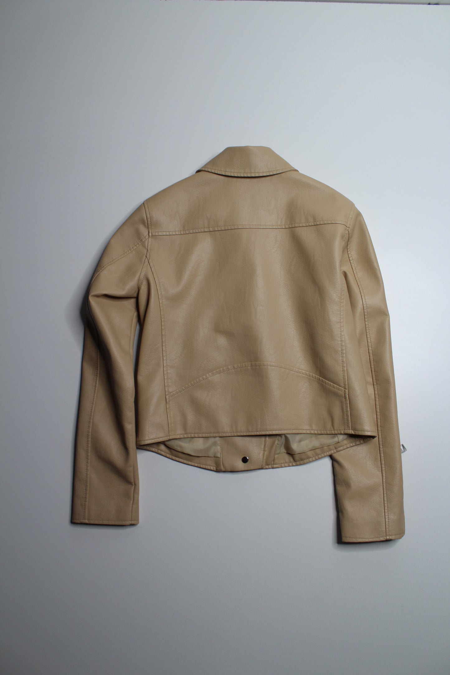 Anthropologie sand faux leather moto jacket, size xsmall (sale: was $68)