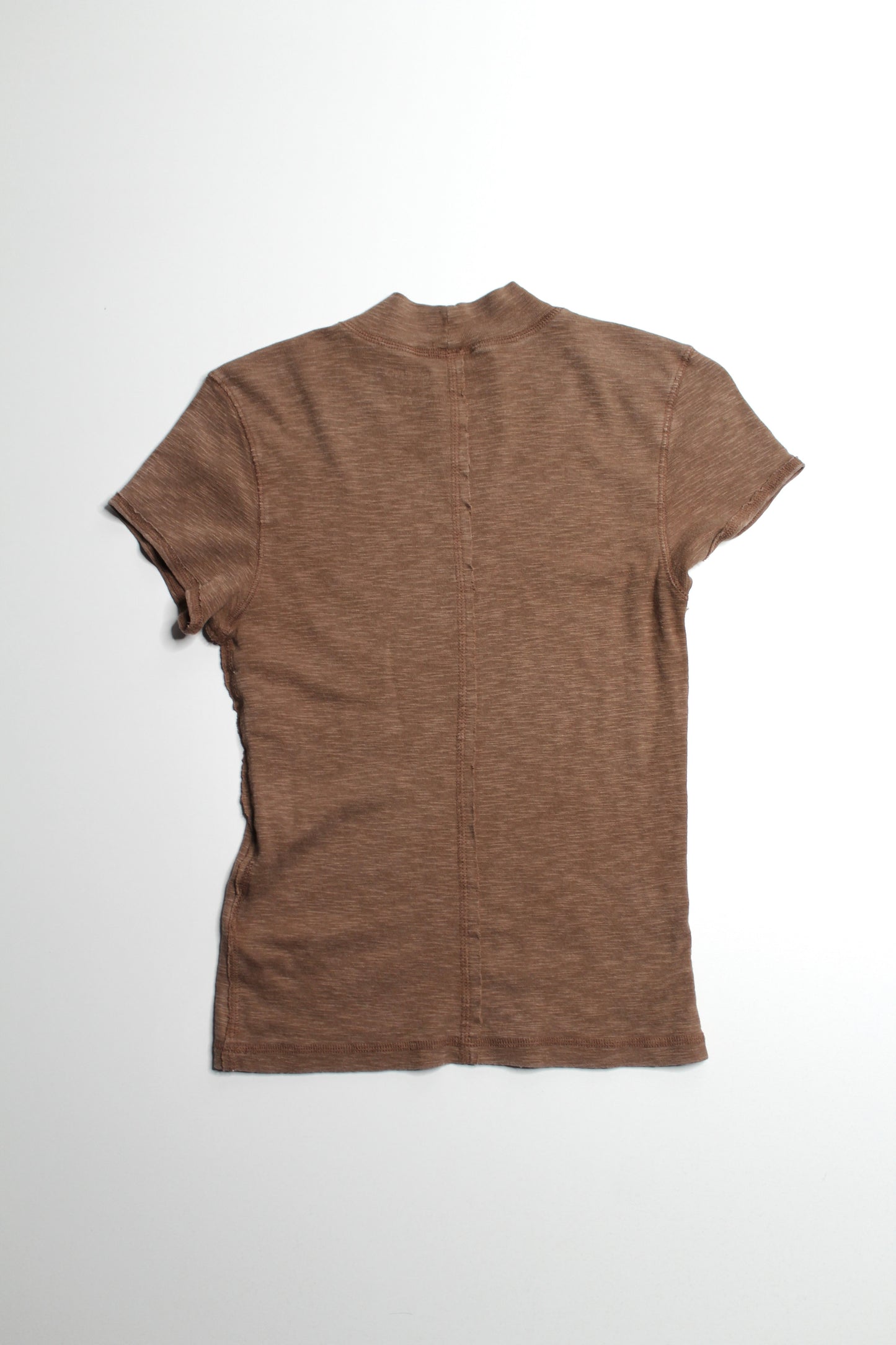 Anthropologie Pilcro brown mock neck t shirt, size medium