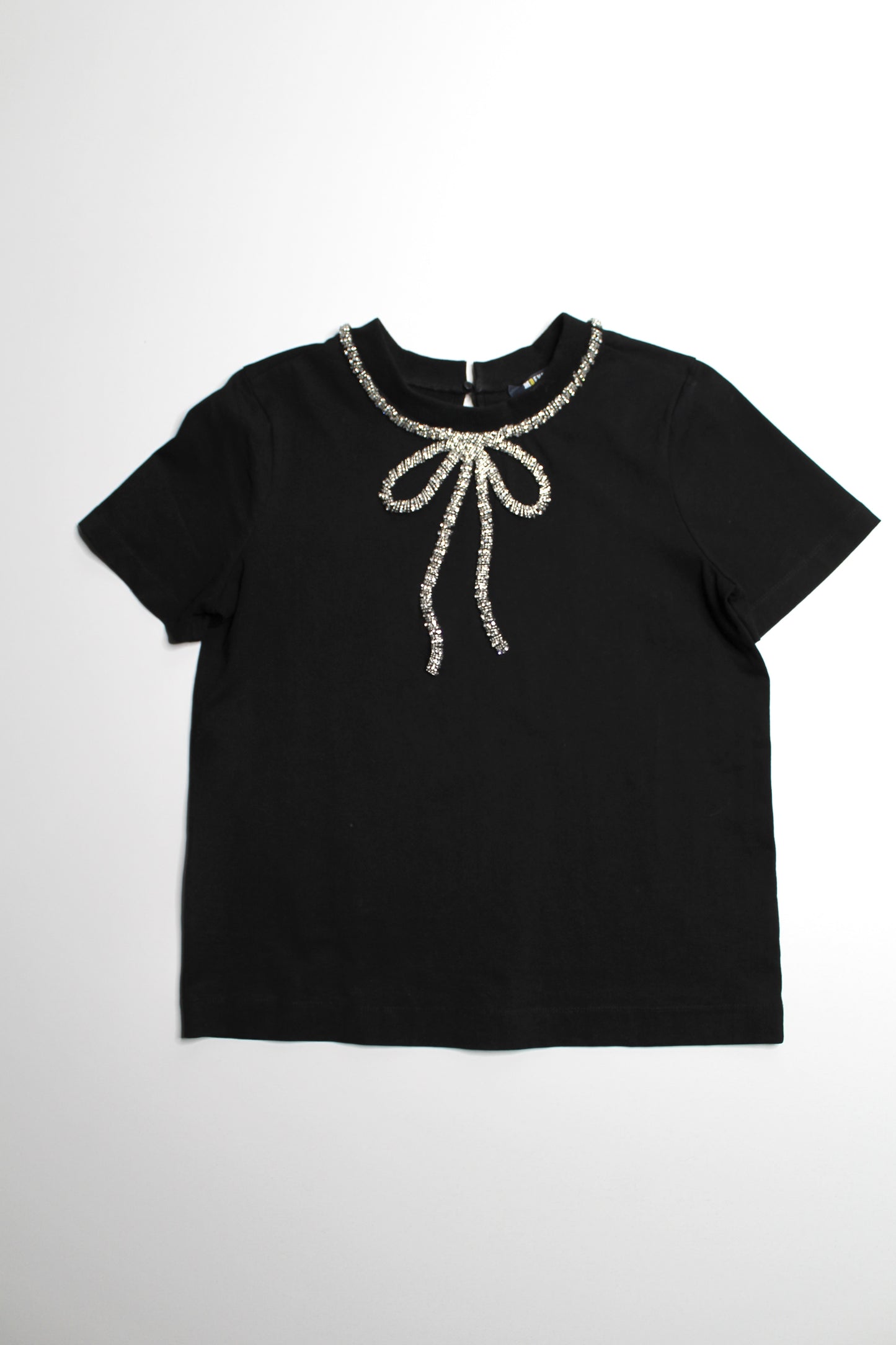 Anthropologie Maeve black 'bow' short sleeve top, size small