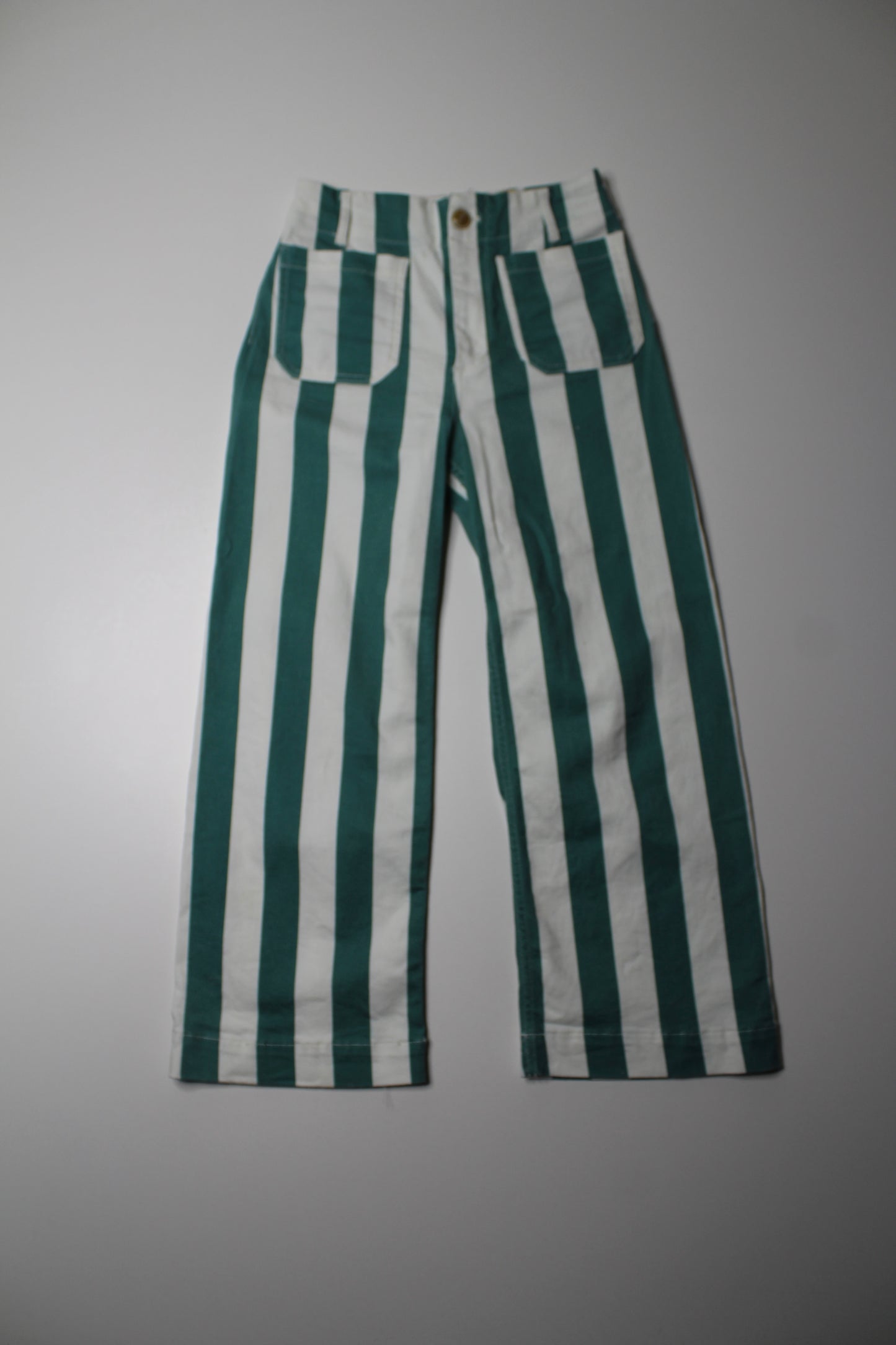 Anthropologie Maeve green/white striped culotte high rise wide leg jeans, size 27 (additional 50% off)