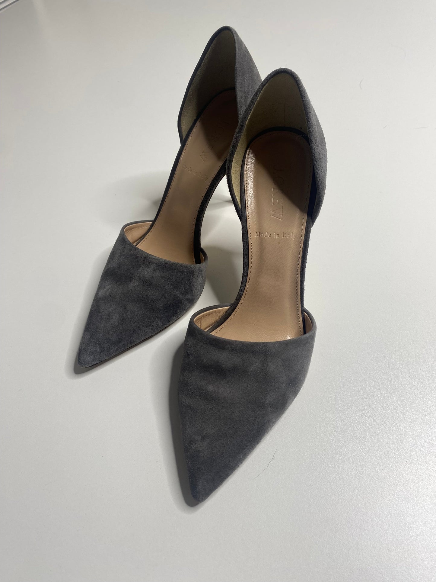 J.CREW grey Elise suede heels, size 6.5