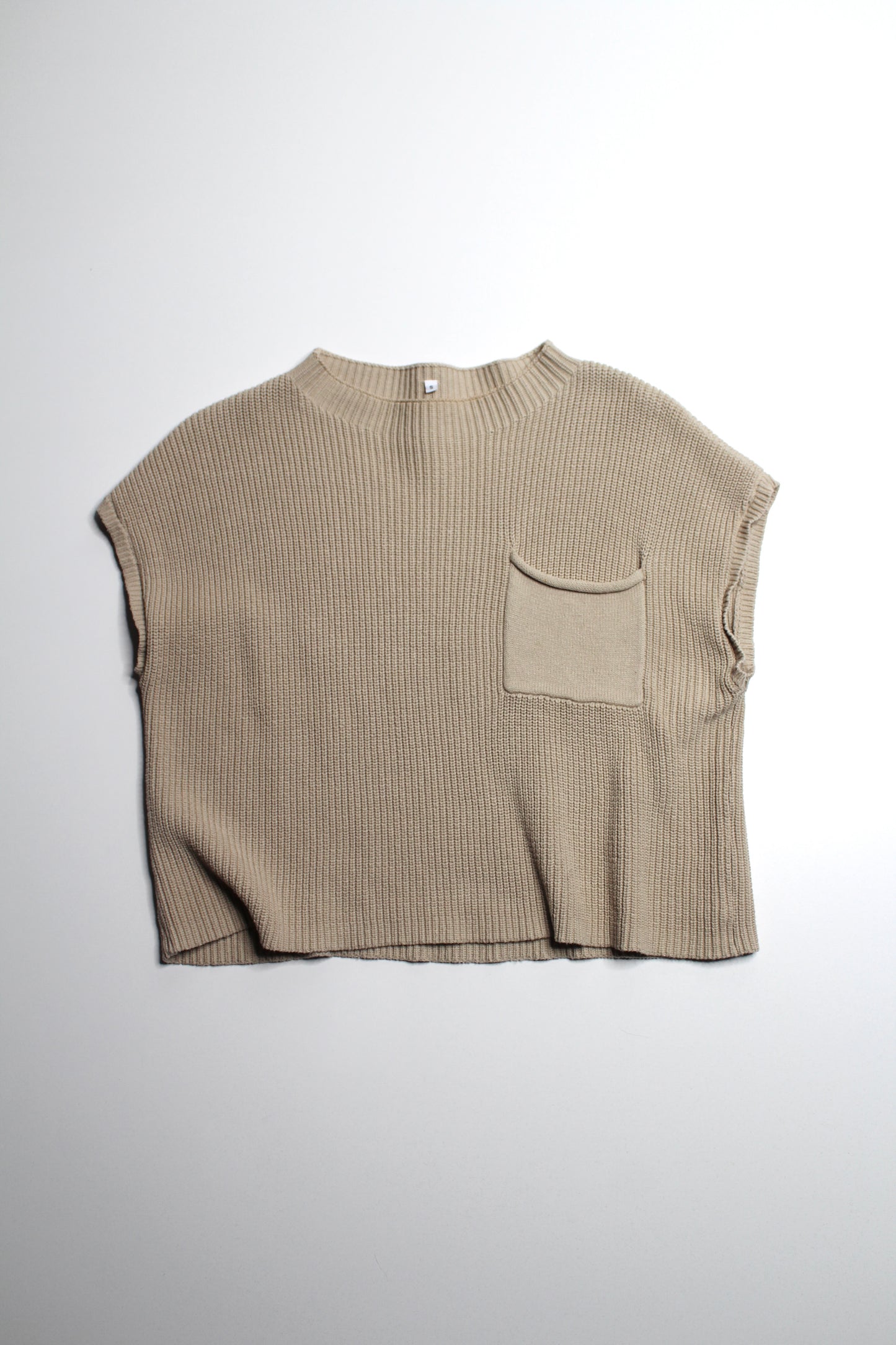 Unknown brand tan sleeveless knit top, size small (loose fit)