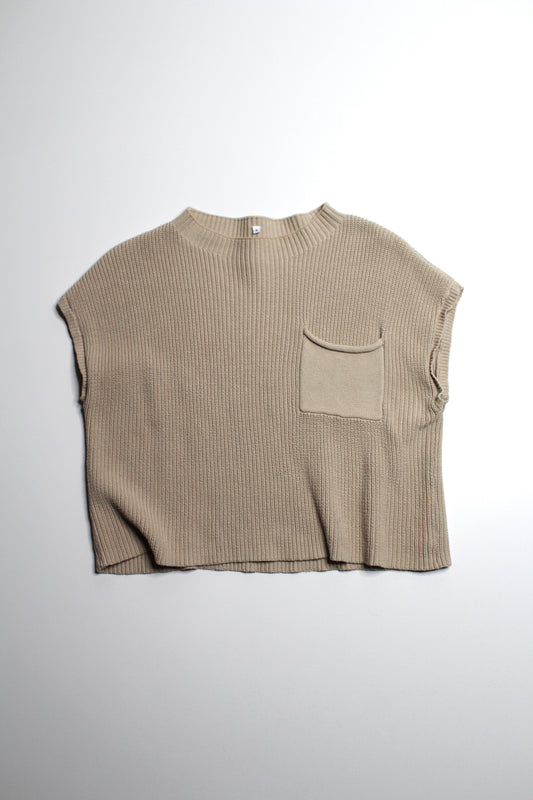 Unknown brand tan sleeveless knit top, size small (loose fit)
