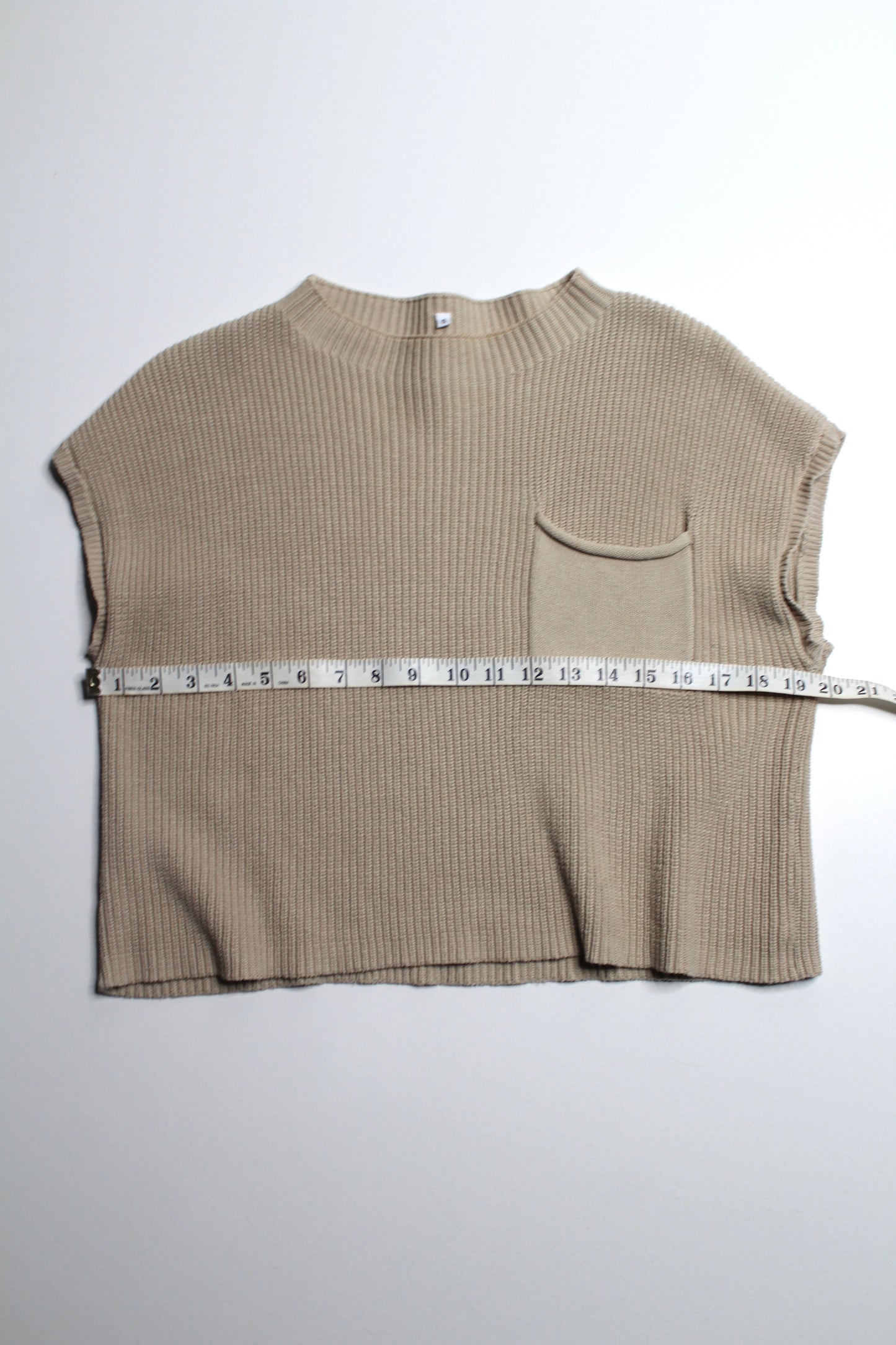 Unknown brand tan sleeveless knit top, size small (loose fit)