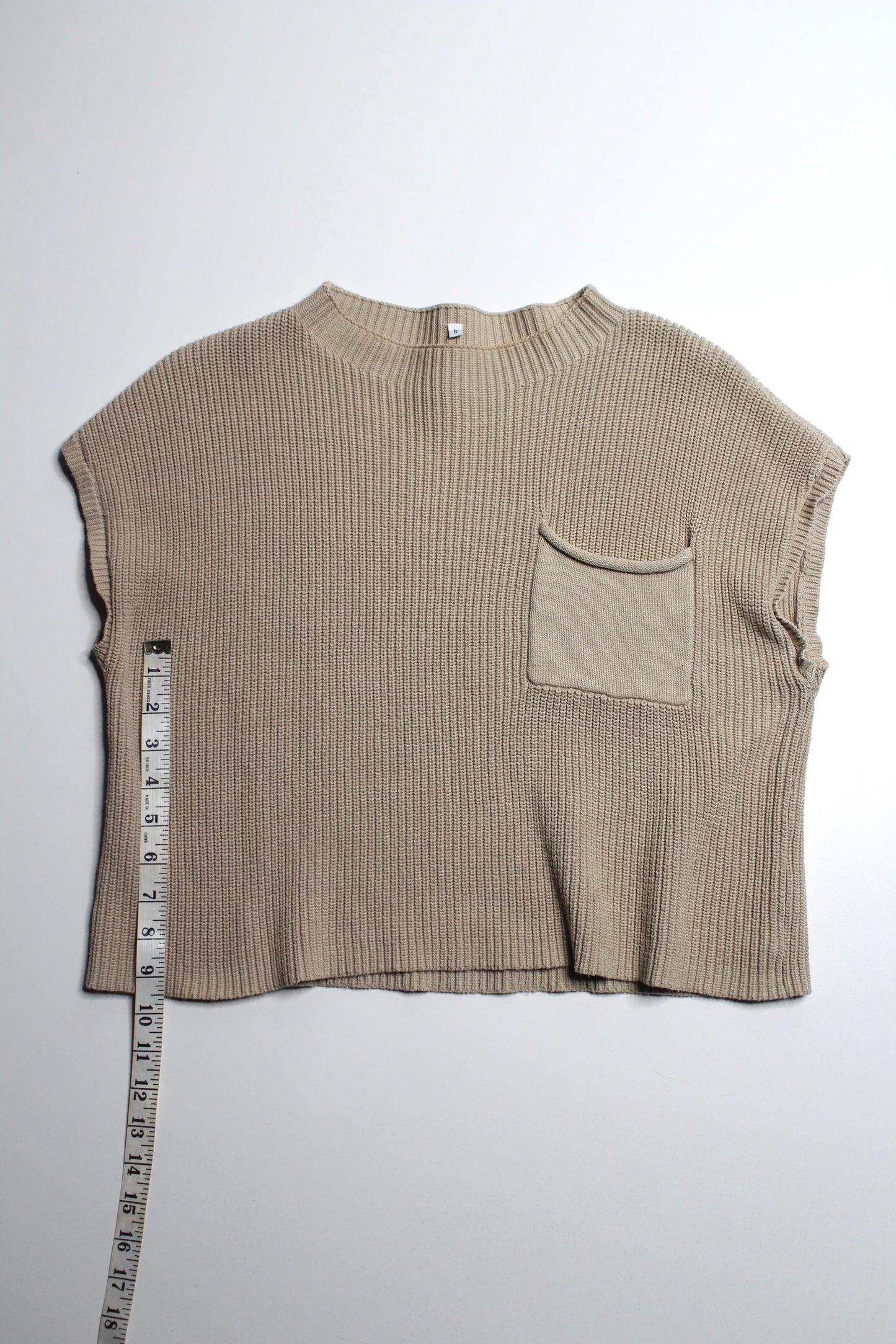 Unknown brand tan sleeveless knit top, size small (loose fit)