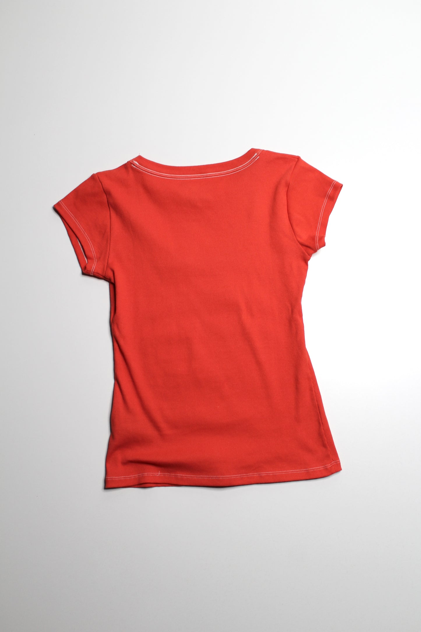 Anthropologie Pilcro deep orange ribbed scoop neck t shirt, size small