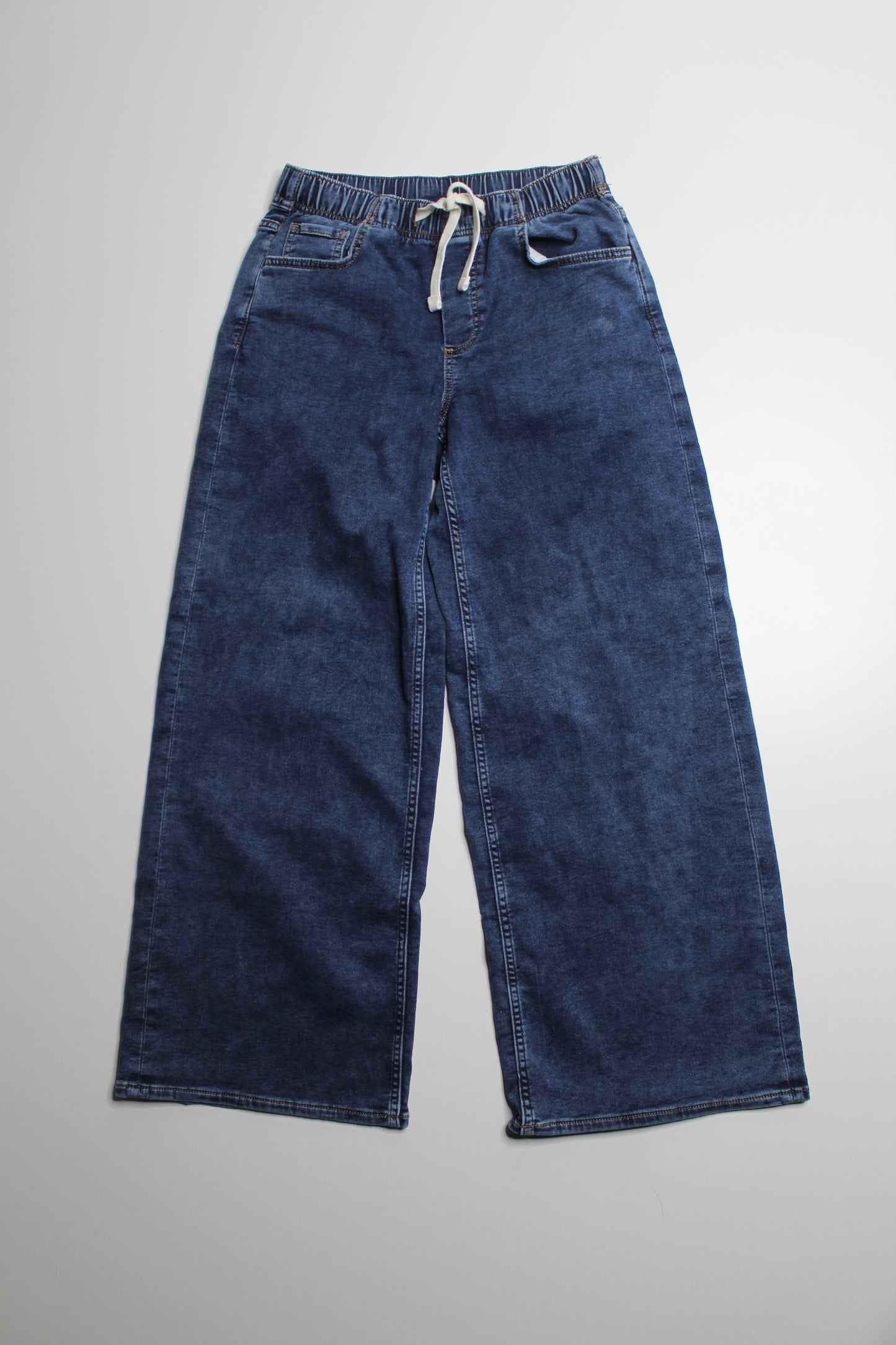 Gap dark indigo 'knit like easy' wide leg jean jogger, size xs (oversized fit)