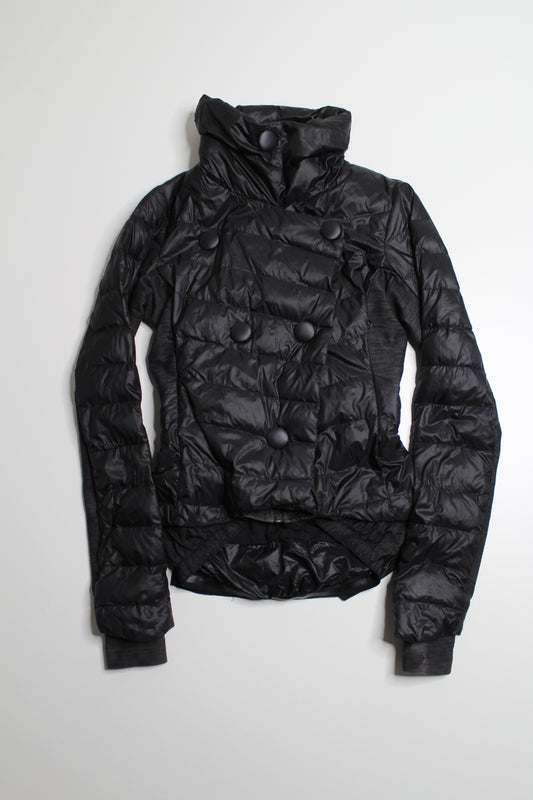 Lululemon black pedal power bow puffer jacket, size 6