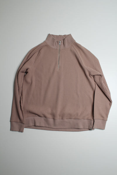 Roots dusty rose waffle 1/2 zip pullover, size medium