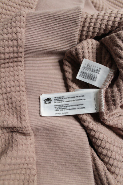 Roots dusty rose waffle 1/2 zip pullover, size medium