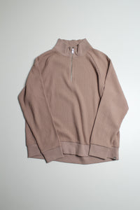 Roots dusty rose waffle 1/2 zip pullover, size medium