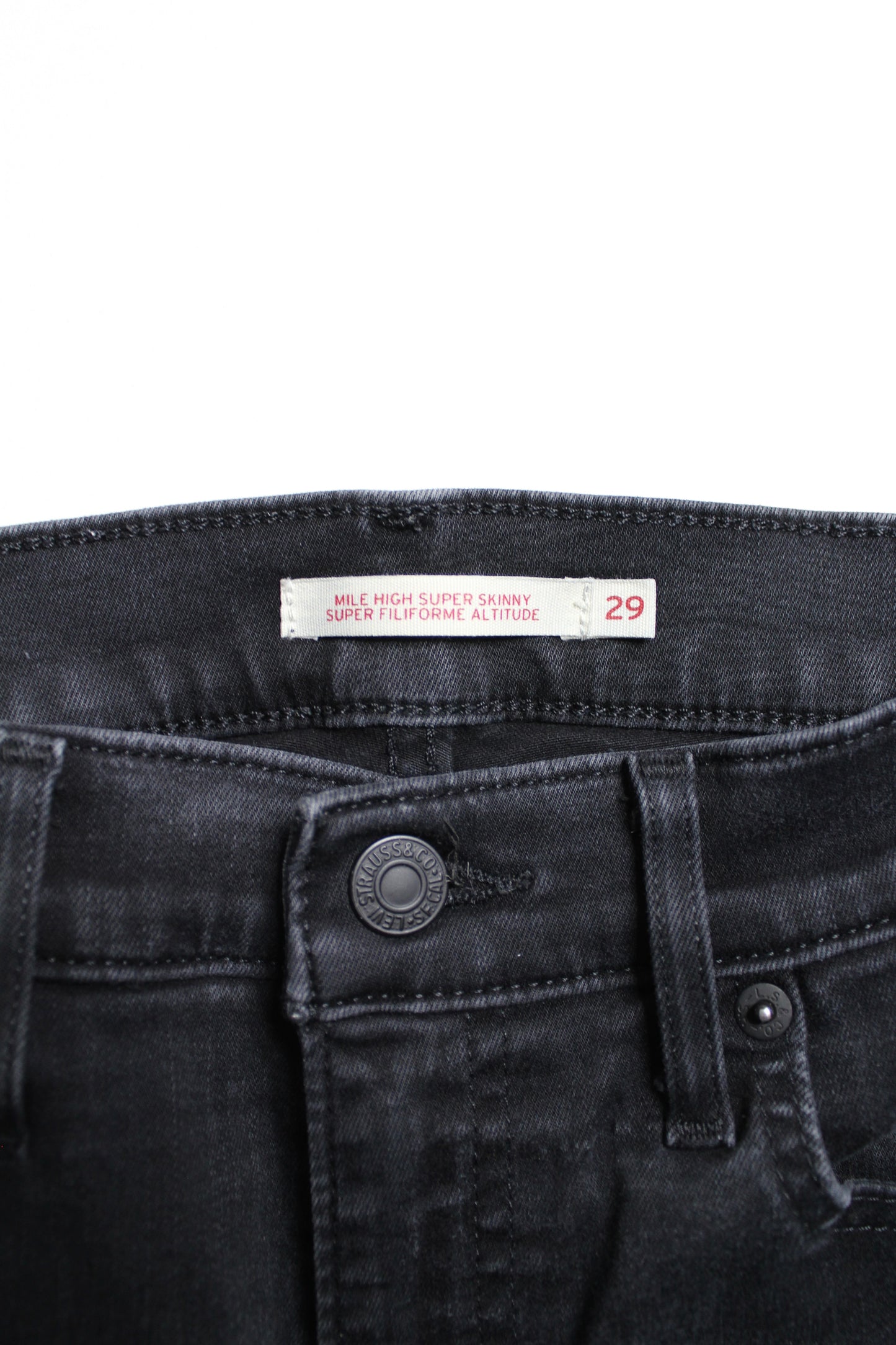 Levi's black mile high super skinny jeans, size 29 (additional 40% off)