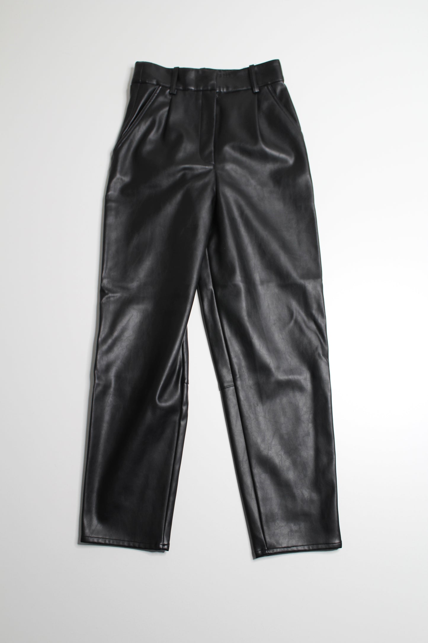 H&M black super high rise faux leather straight leg pant, size 2 (additional 50% off)