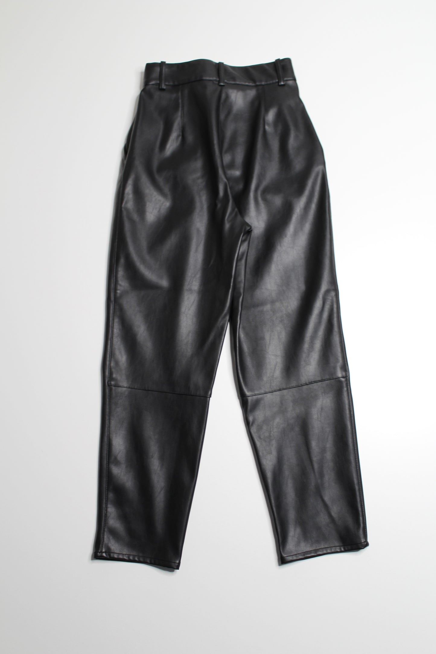 H&M black super high rise faux leather straight leg pant, size 2 (additional 50% off)