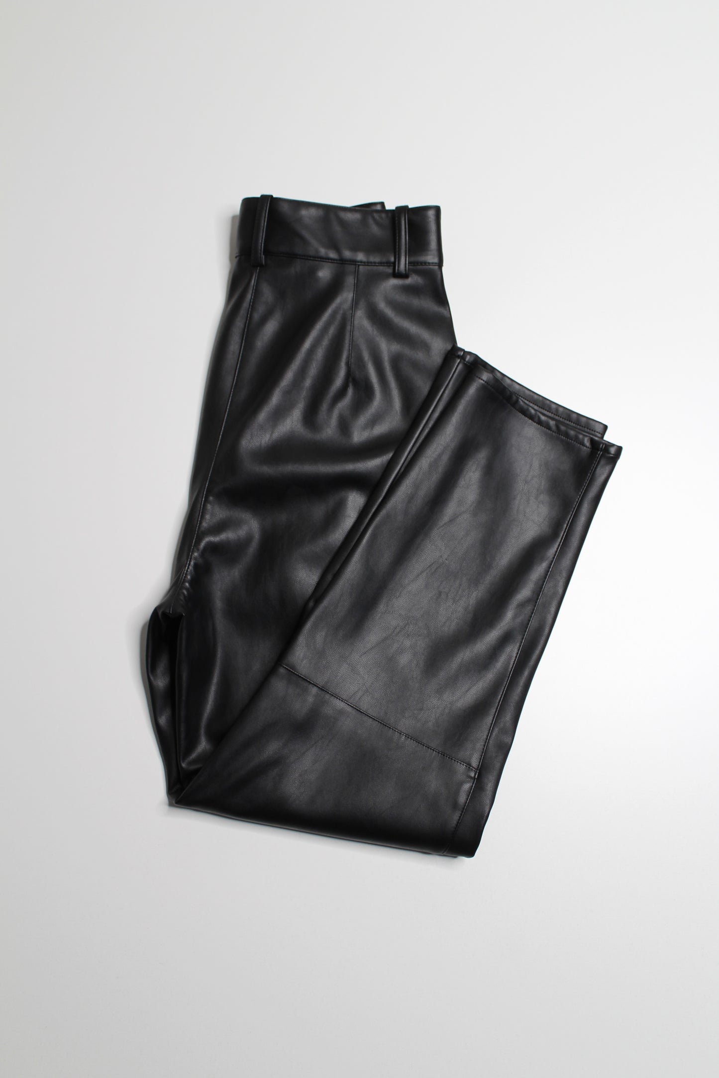 H&M black super high rise faux leather straight leg pant, size 2 (additional 50% off)