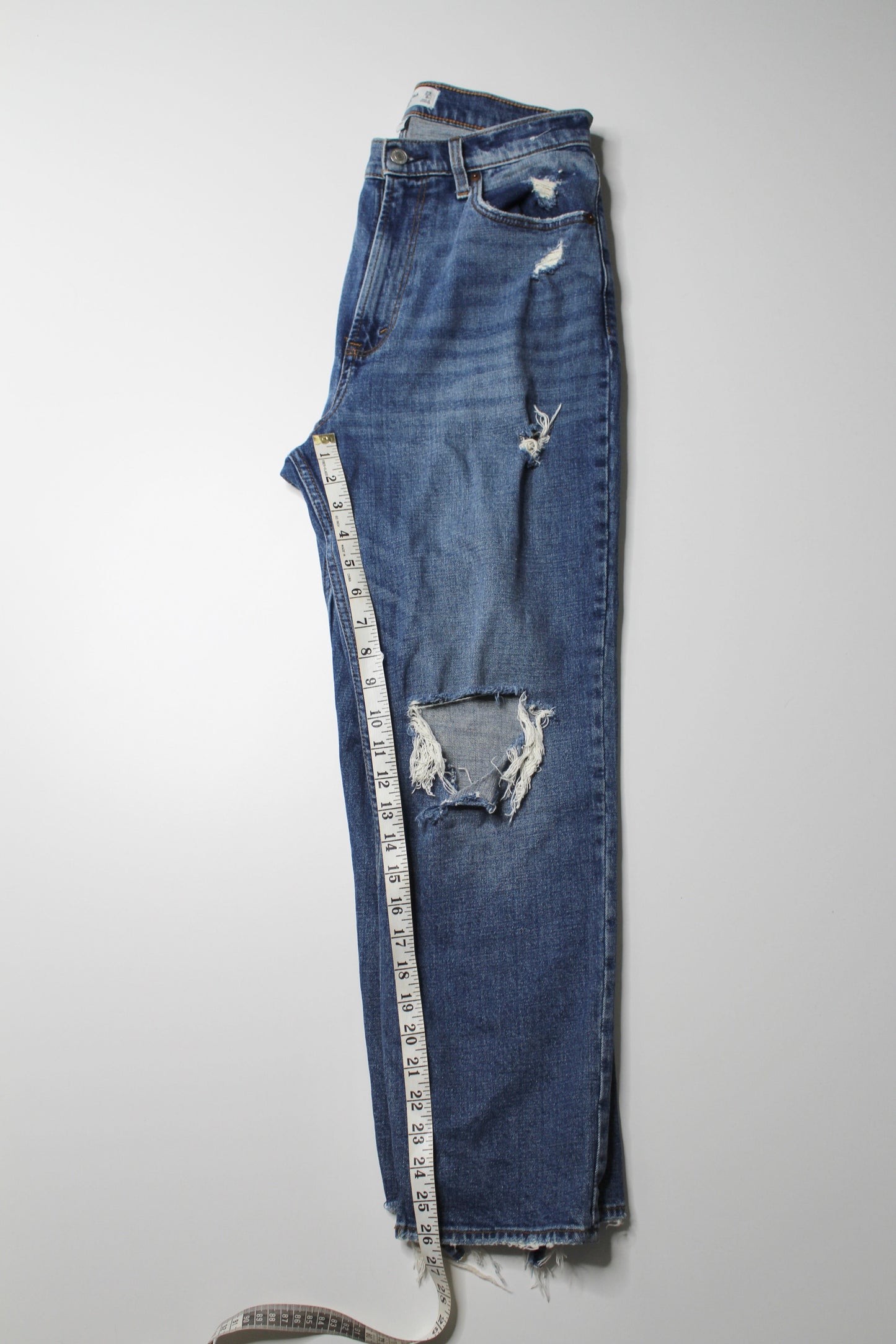 Abercrombie & Fitch distressed ankle straight ultra high rise jeans, size 29  (additional 40% off)