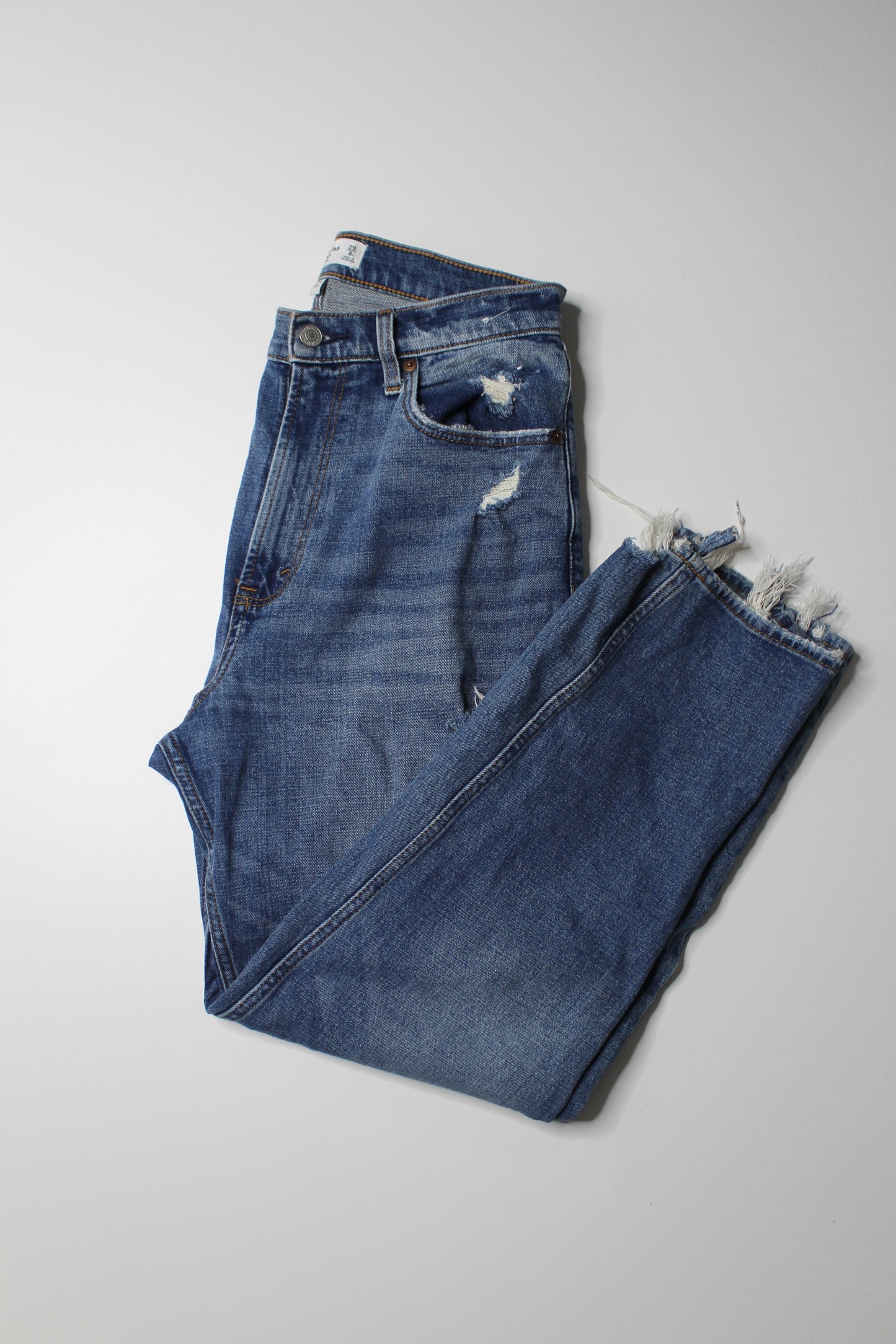 Abercrombie & Fitch distressed ankle straight ultra high rise jeans, size 29  (additional 40% off)