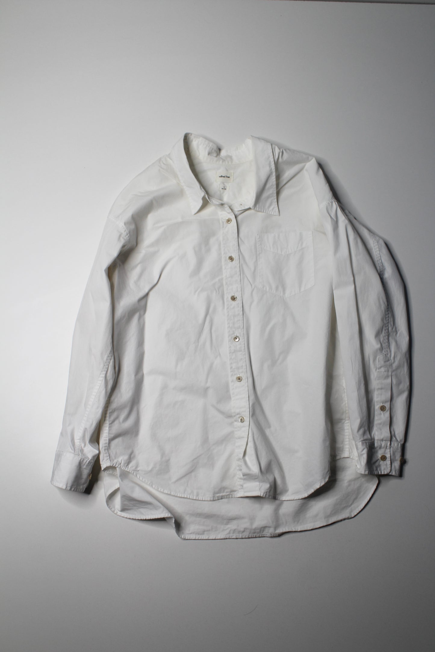 Aritzia Wilfred Free white button up cotton blouse, size small (oversized fit)