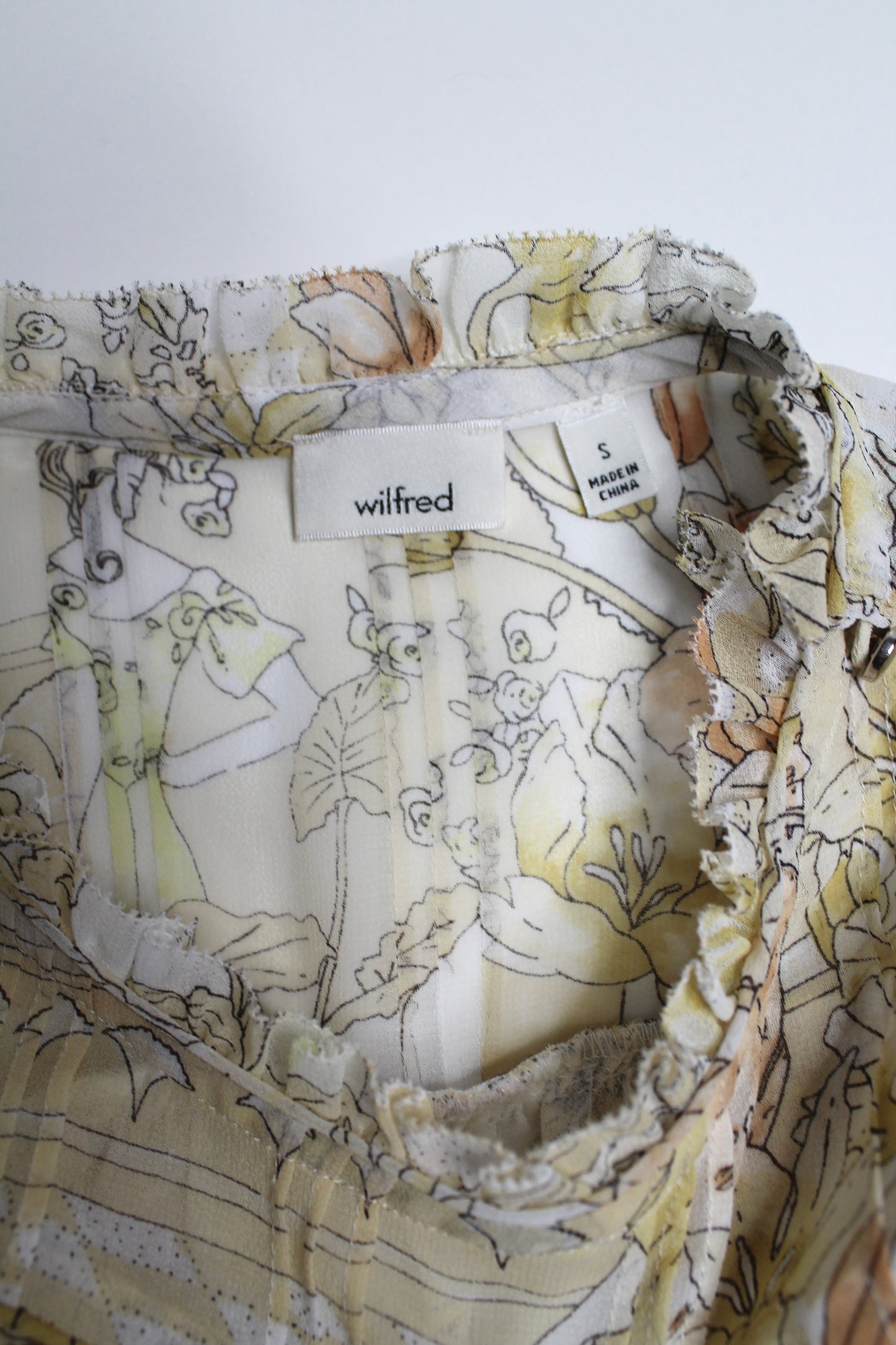 Aritzia wilfred espace/butter yellow lourdes blouse, size small