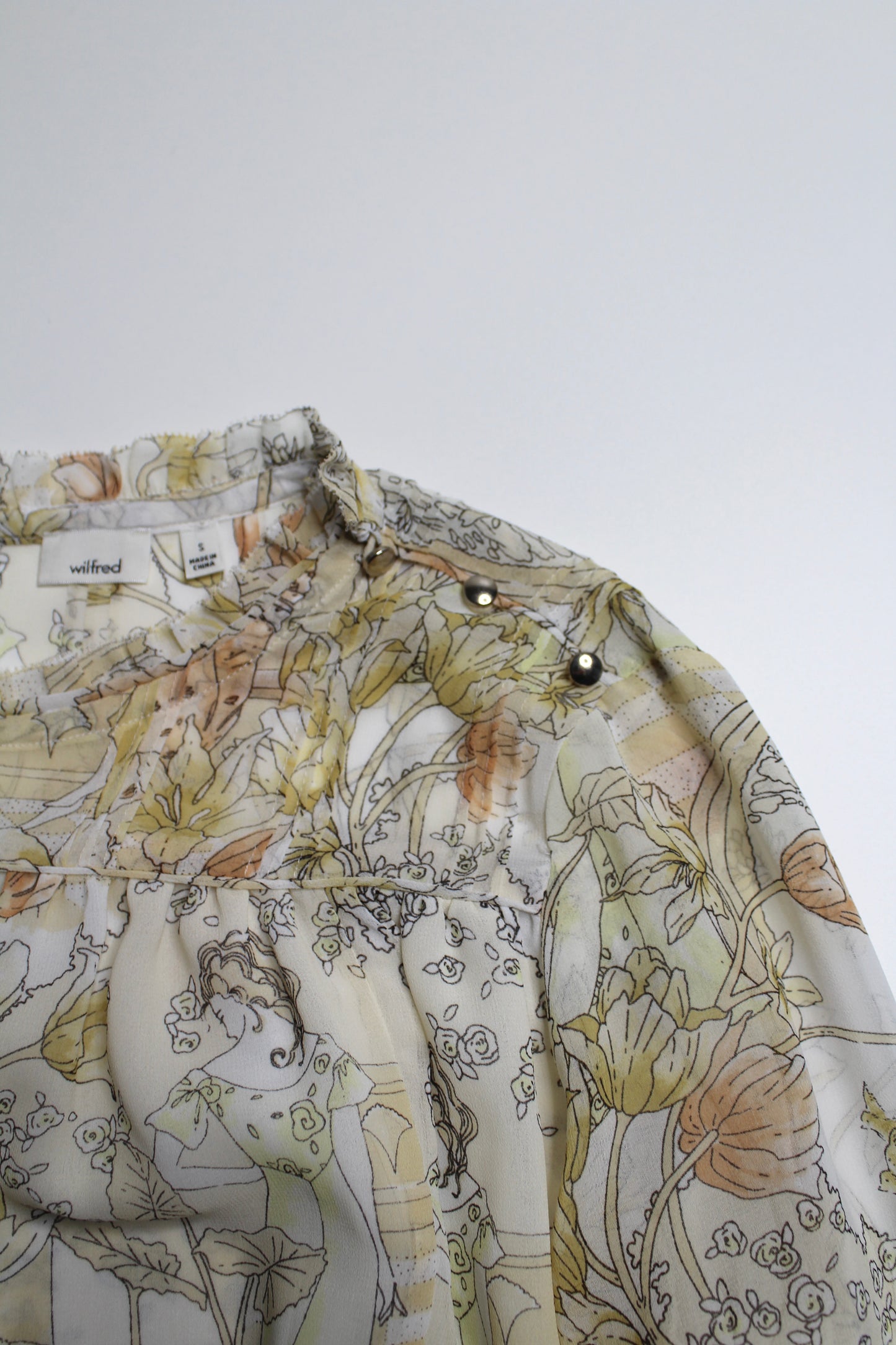 Aritzia wilfred espace/butter yellow lourdes blouse, size small