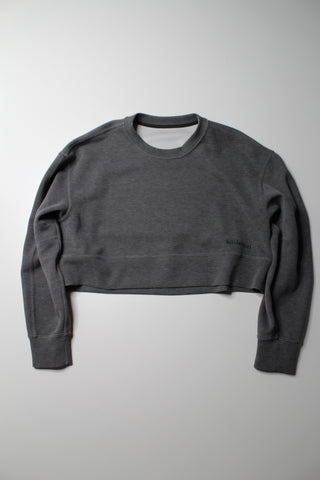 Lululemon heathered graphite grey soft ambitions crop crew, no size. fits like size 8 (oversized) (price reduced: was $48)