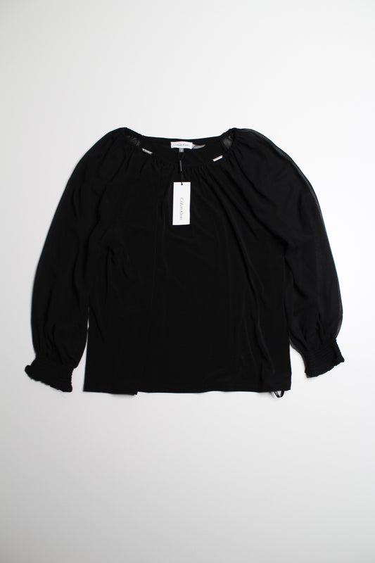 Calvin Klein black cut out chiffon sleeve blouse, size medium *new with tags (additional 50% off)