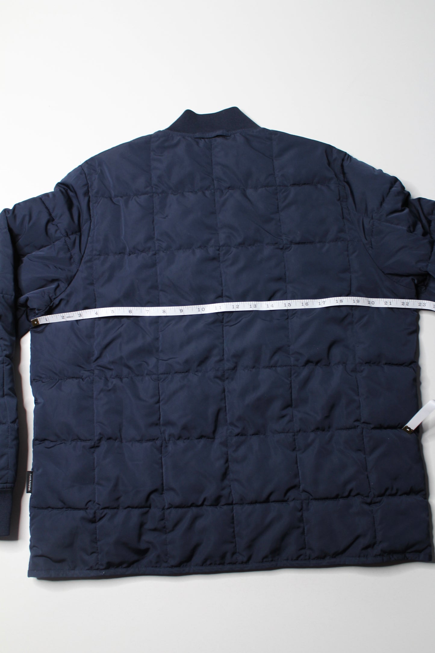 Frank And Oak navy quilted bomber jacket, size large (additional 50% off)