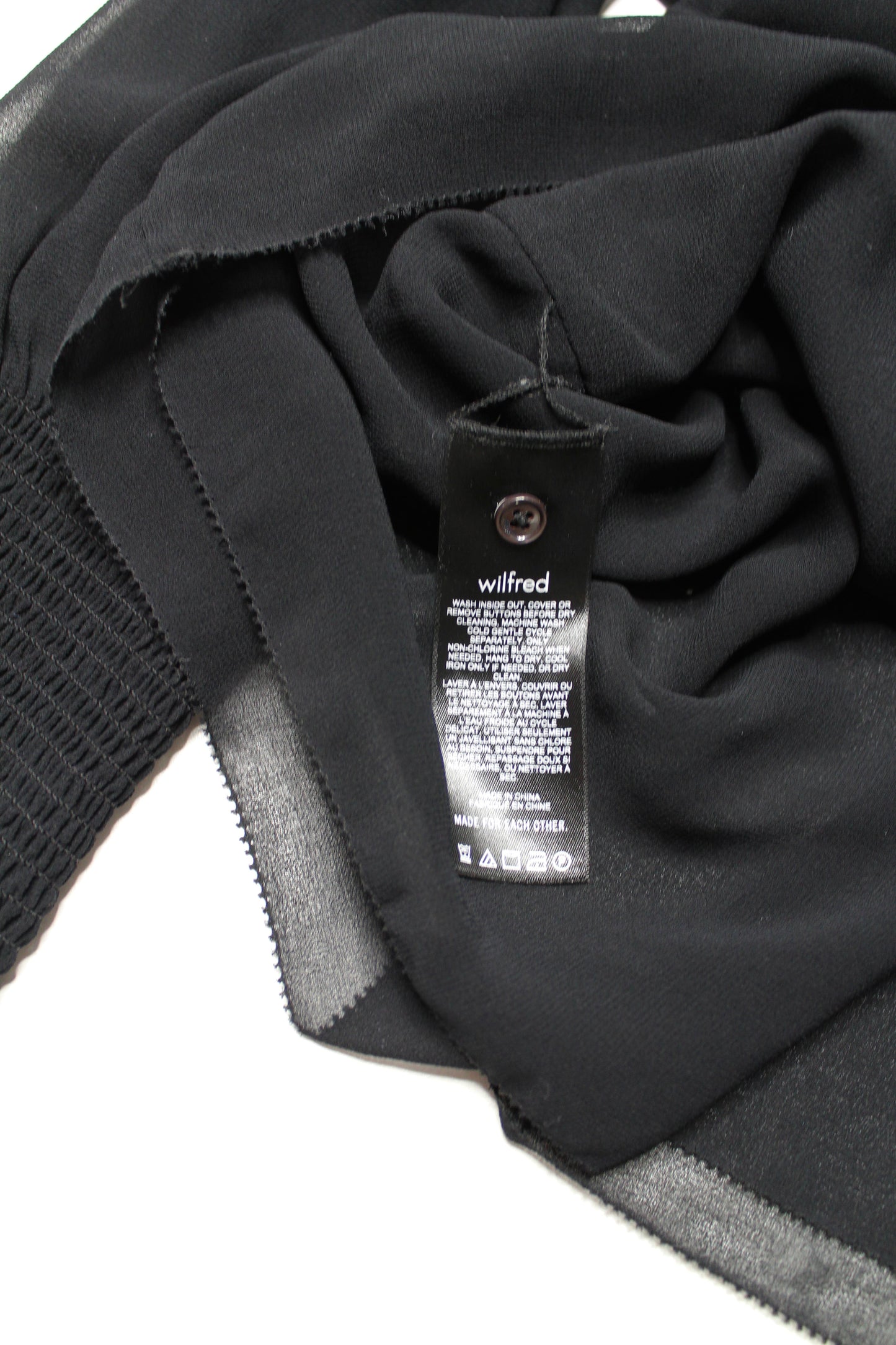 Aritzia wilfred black 'valencia' blouse, size large