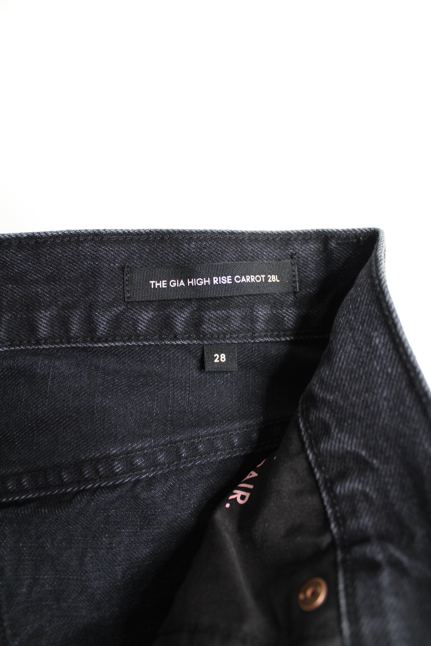 Aritzia Denim Forum black high rise ‘Gia carrot’ jean, size 28 (price reduced: was $58)