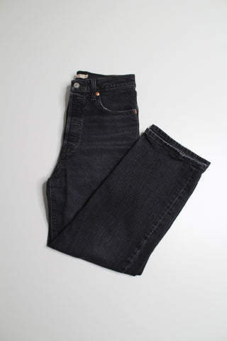 Levis black wash ribcage straight leg jeans, size 28
