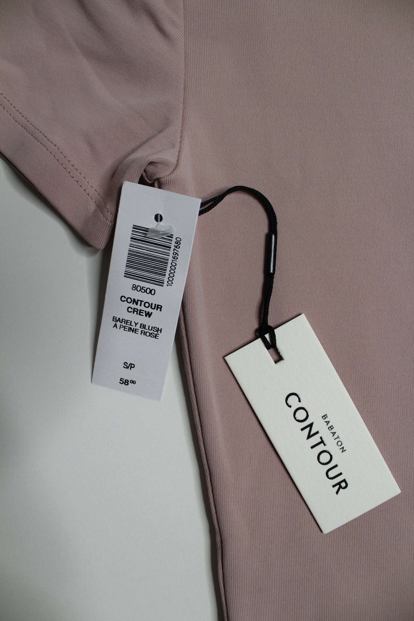 Aritzia babaton barely blush ‘contour crew’ short sleeve bodysuit, size small *new with tags