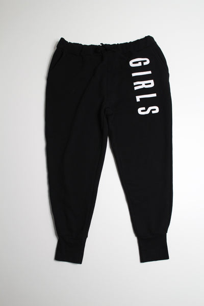 Brunette The Label black 'GIRLS' cropped jogger, size M/L