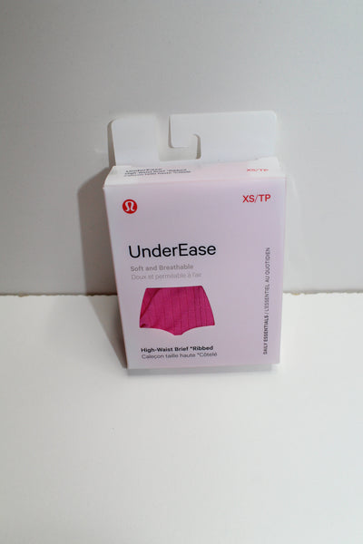 Lululemon sonic pink high rise under ease ribbed brief, size xsmall *new in box (2023 release)