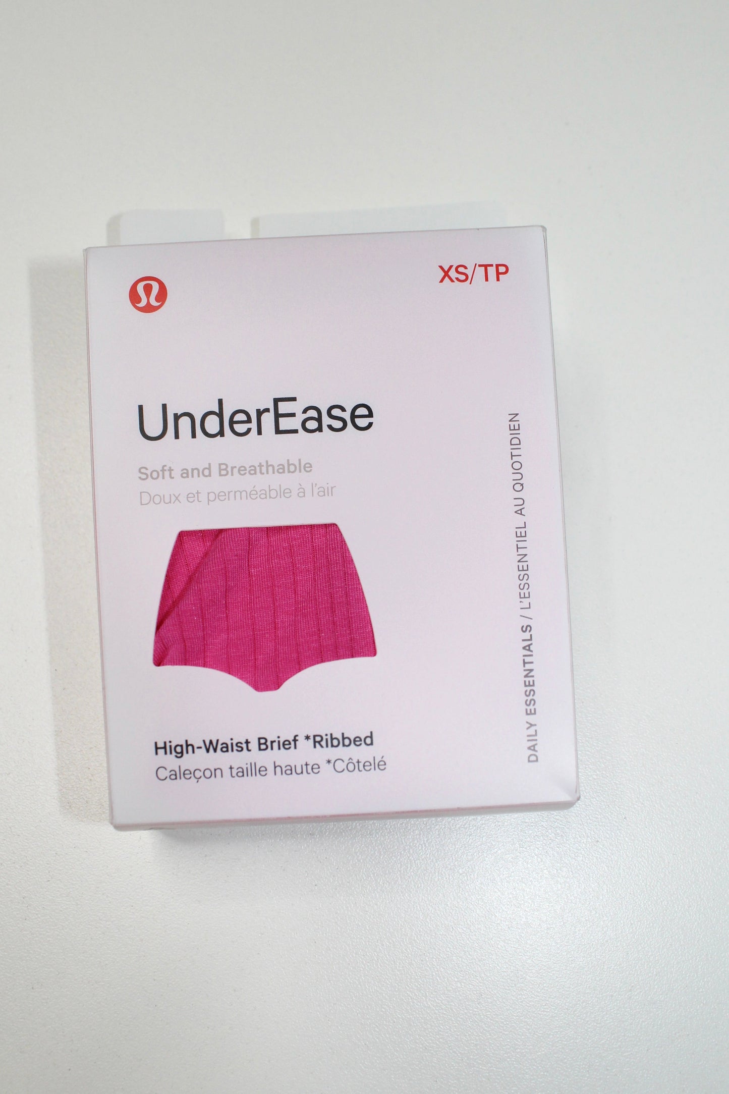 Lululemon sonic pink high rise under ease ribbed brief, size xsmall *new in box (fits xs/s)