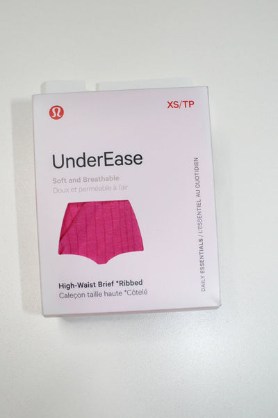 Lululemon sonic pink high rise under ease ribbed brief, size xsmall *new in box (2023 release)