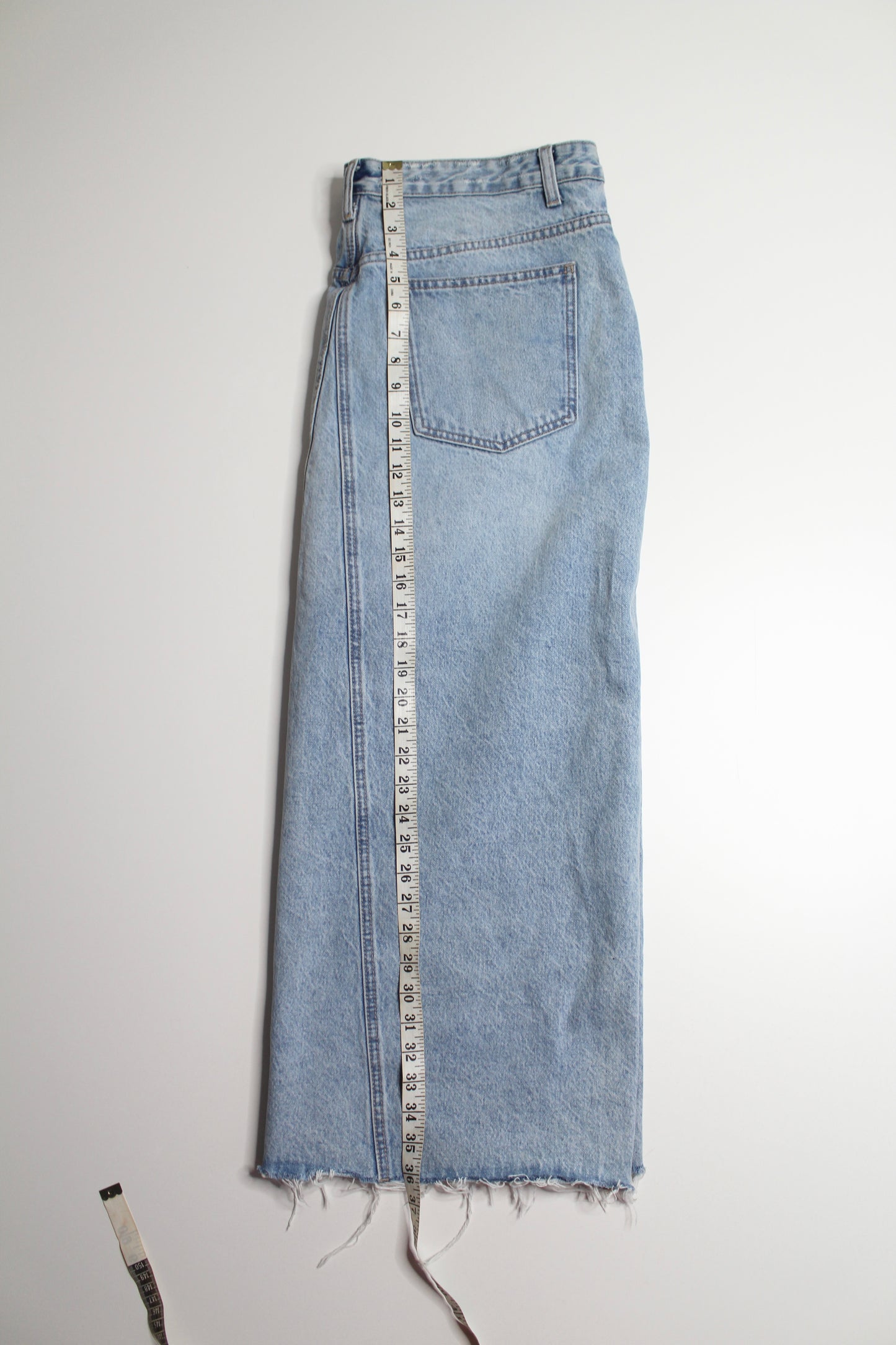 Zara high rise asymmetrical front slit denim midi skirt, size XXL (additional 50% off)