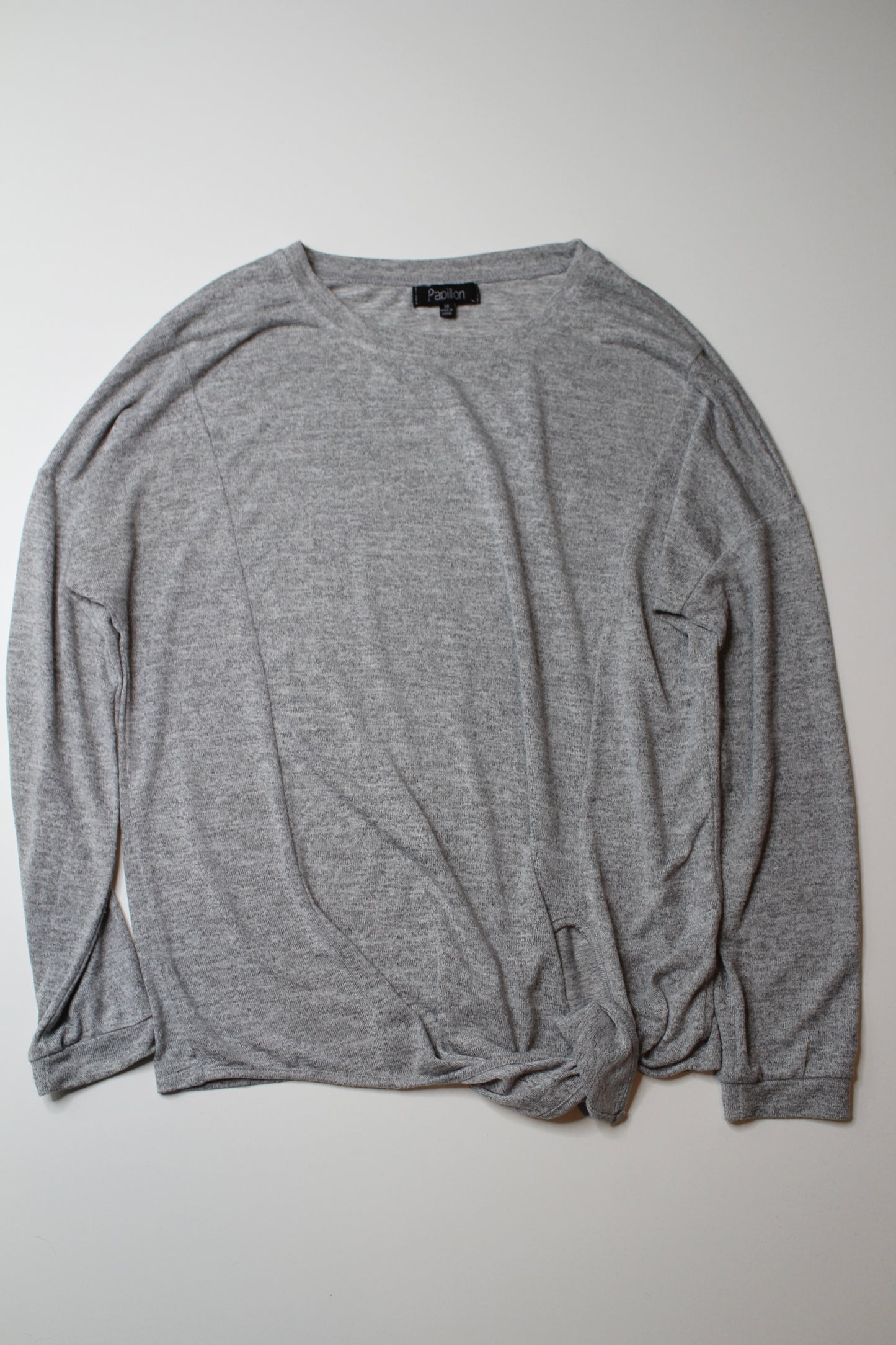 Papillon grey knot front long sleeve, size medium