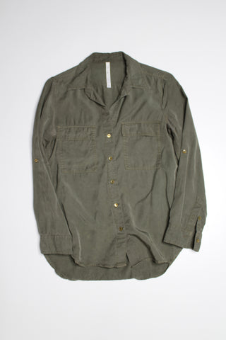 Aritzia babaton the group olive button up utility long sleeve, size xxs (loose fit) (price reduced: was $42)
