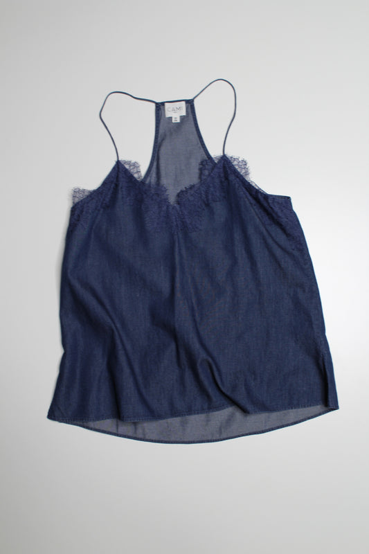 Cami NYC denim lace trim racerback camisole, size xs (loose fit)