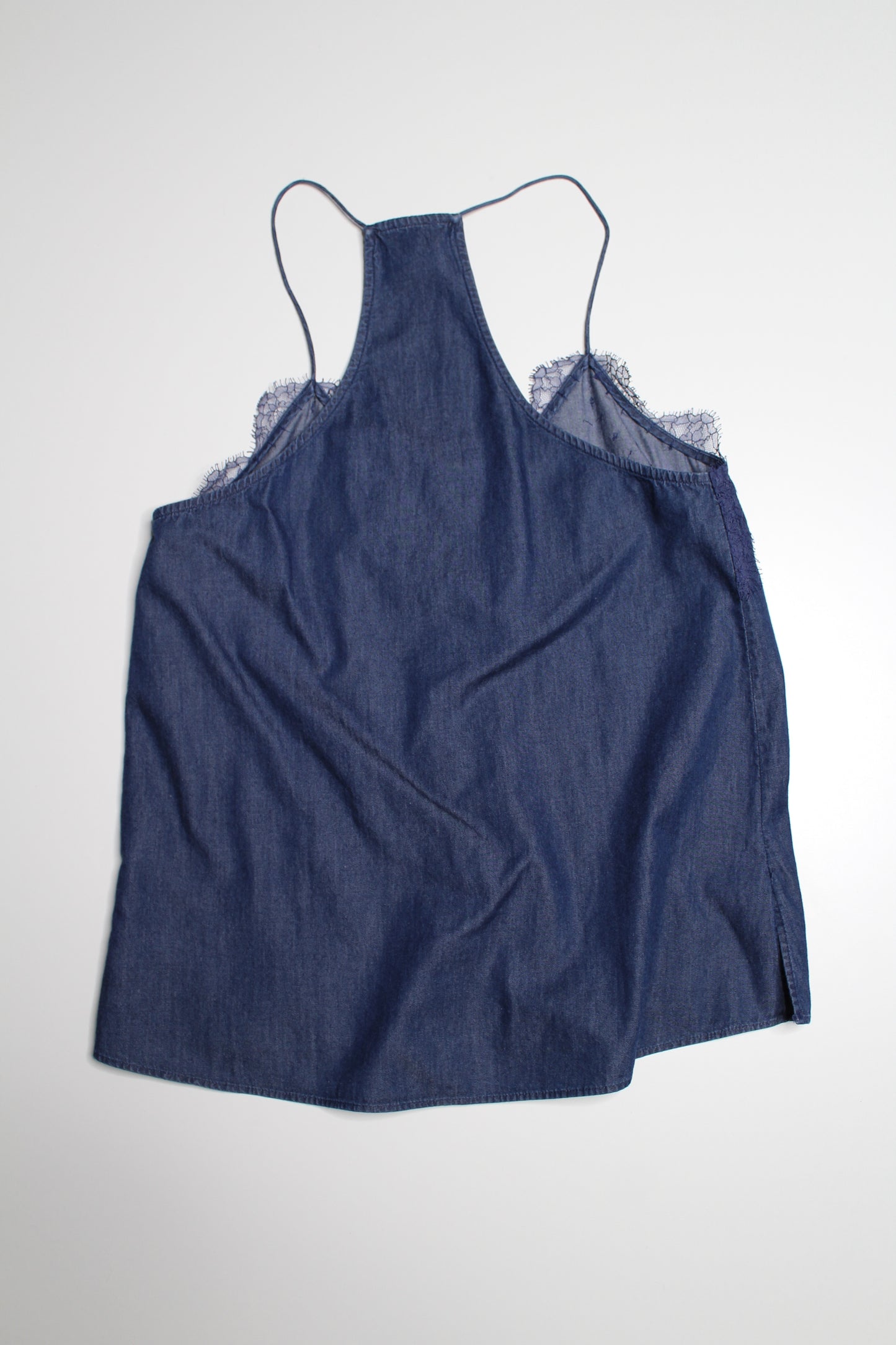 Cami NYC denim lace trim racerback camisole, size xs (loose fit)