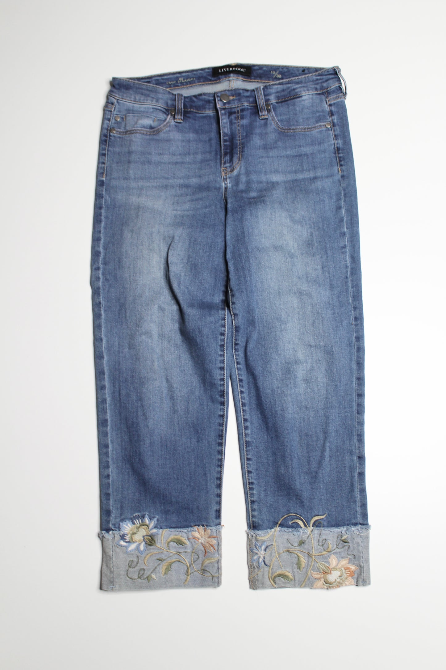 Liverpool embroidered crop jeans, size 10 (additional 50% off)