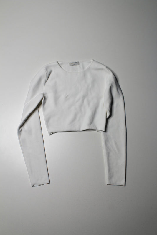 Aritzia Babaton cream cropped long sleeve, size small
