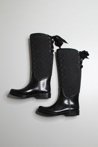 Coach black tristee lace up rain boots, size 7