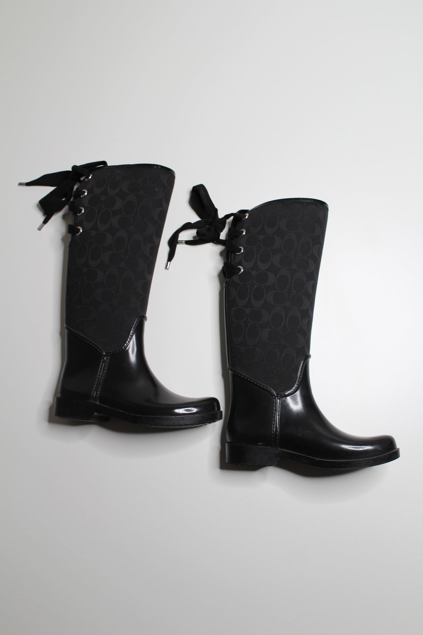 Coach black tristee lace up rain boots, size 7 (additional 30% off)