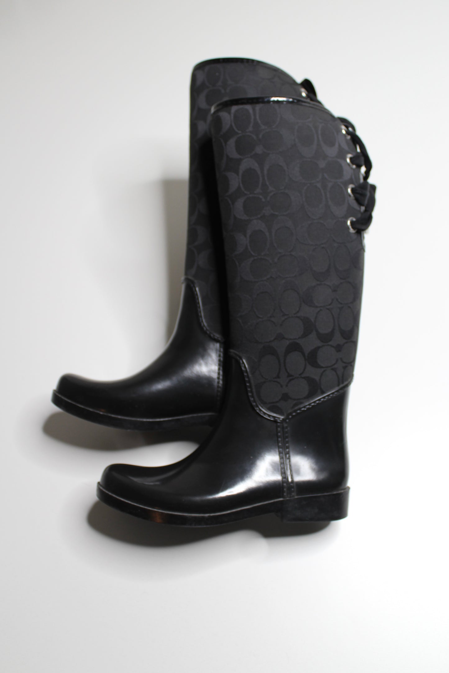 Coach black tristee lace up rain boots, size 7 (additional 30% off)